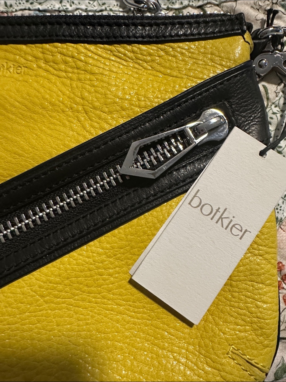 Botkier Yellow Leather Crossbody Bag with Silver Chain Accent - Picture 2 of 6